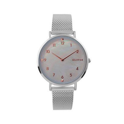 Reloj madreperla malla plata